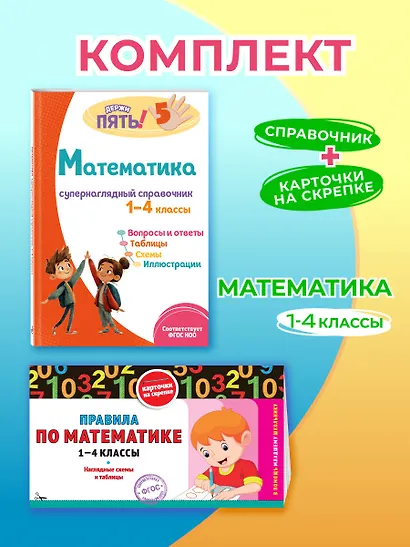 Математика. 1–4 классы.Супернаглядный справочник и Правила (Наглядные схемы и таблицы). Комплект - фото 4