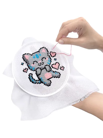 Набор для творчества. Вышивка "Счастливый котик" (с пяльцами) - фото 4