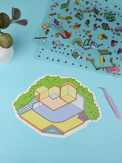 Наклейки-румбокс для создания миниатюрных сцен "Рынок", размер 264х211 мм. Металлический пинцет в наборе - фото 8