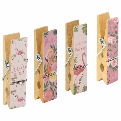 Прищепки декоративные широкие Фламинго, 4 штуки, 7,2 см, ассорти, ОСТРОВ СОКРОВИЩ, 662678 - фото 3