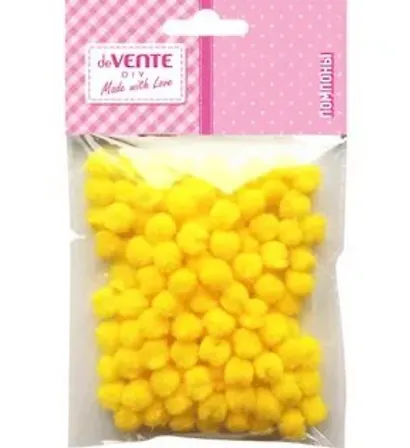 Набор помпонов для творчества "deVENTE" 8 мм, 120 шт, цвет желтый, в пластиковом пакете с блистерным подвесом - фото 1