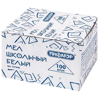 Мелки белые 100шт квадратные, к/к, Пифагор - фото 1