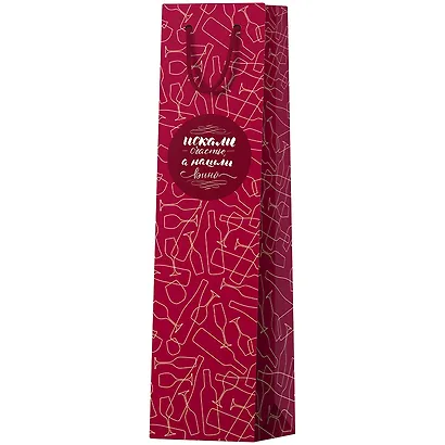 Пакет бутылочный 36*12*8,5 "Red theme" нейтр., бум.мат.ламинат - фото 1