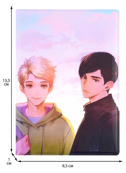 Обложка для паспорта Аниме Синтонимы Два друга и облака (цветн) (Медина Мирай) (ПВХ бокс) (ОП2022-389) - фото 3