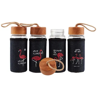 Бутылка в джинсовом чехле Фламинго (стекло) (300мл) (12-07599-SK2OH81) - фото 3