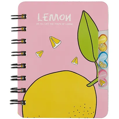Записная книжка 95*120 57л лин. "Lemon" карт.обл., вырубка, спираль, инд.уп., ассорти - фото 4