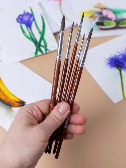 Набор художественных кистей  Art idea, круглые, белка, 5 штук - фото 8