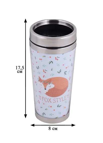 Термостакан Спящая лиса и вишенки (пластик) (400мл) - фото 3