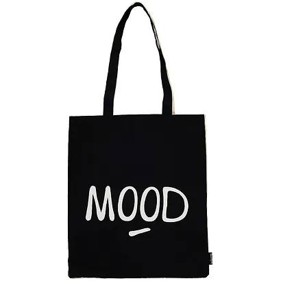 Сумка-шоппер Mood (черная,-бежевая) текстиль 40см.*32см. - фото 1