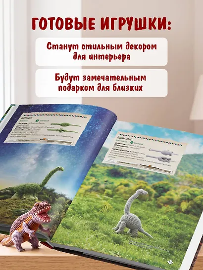 МИКРОАМИГУРУМИ. Миниатюрные динозавры, связанные крючком - фото 8
