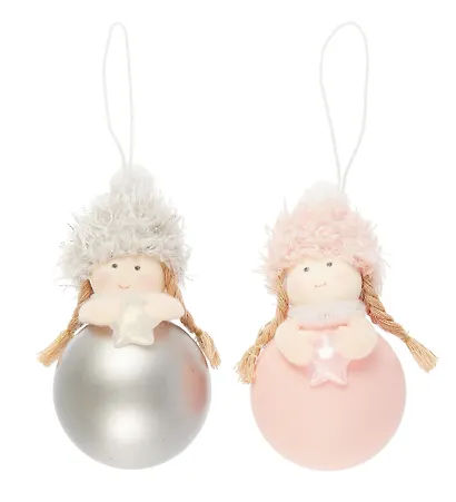 Новогоднее украшение Девочка-шарик со звездочкой (пластик, текстиль) (10см) (12-06277-NY-19) - фото 2