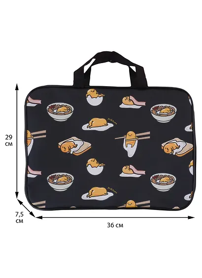Папка для тетрадей А4 "Gudetama" 29*36*7,5см, молния, черный, ткань - фото 2