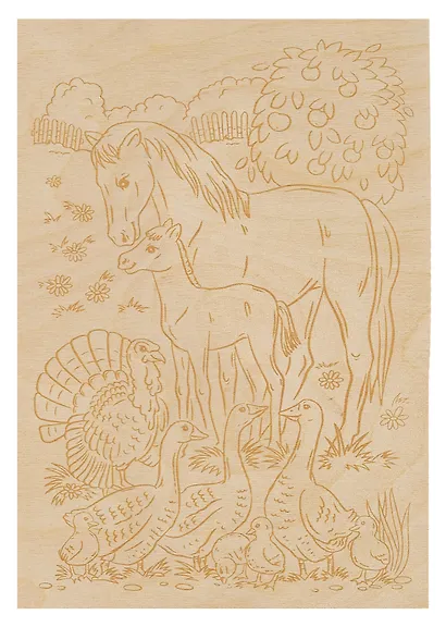 Выжигание и роспись. Дощечка для выжигания и росписи "На ферме" - фото 2