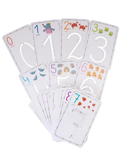 Изучаем цифры и учимся писать: 34 развивающие карточки с трафаретами - фото 3