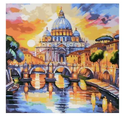 Холст с красками по номерам "Красочный Рим" 40х40 см, 30 цветов - фото 1