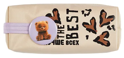 Пенал-косметичка "Пушистый мишка- Бежевый" 20*7,5*5см, на молнии мягкий - фото 3