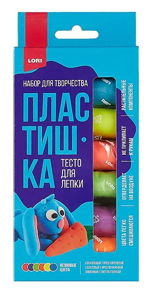 Тесто для лепки "Пластишка", неоновые цвета, набор из 6 цветов - фото 2