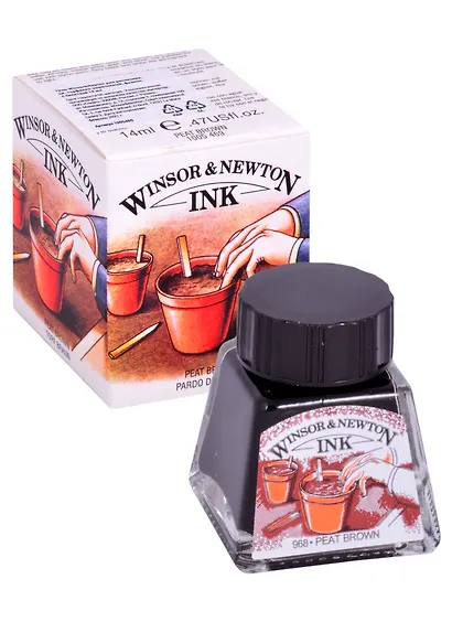 Тушь художественная Winsor&Newton, 14 мл, торфяно-коричневая - фото 1