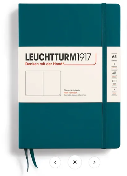 Книга для записей A5, 125 листов, нелинованная "Classic", твердая обложка, цвет тихоокеанский зеленый, Leuchtturm1917 - фото 1