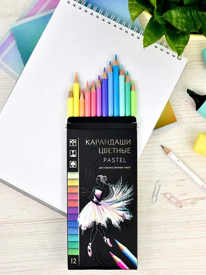 Карандаши цветные Феникс+, "Пастель", 12 цветов - фото 4