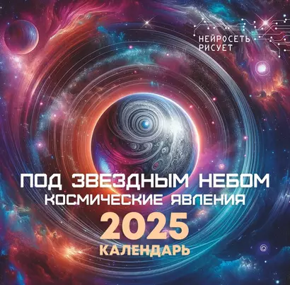 Календарь 2025г 300*300 "Под зведным небом. Небесные явления. Нейросеть рисует" настенный, на скрепке - фото 1