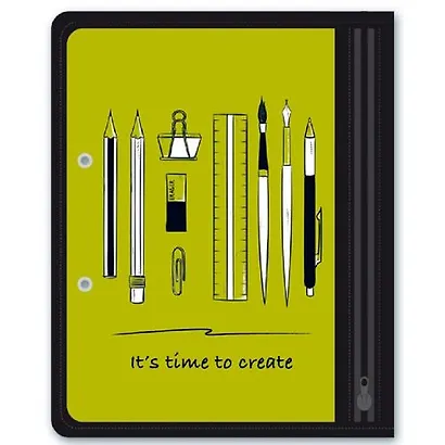 Папка для канцелярских принадлежностей А5 (25,5*20,5) Феникс+ Канцелярия на зеленом, 1отд., пластик - фото 1