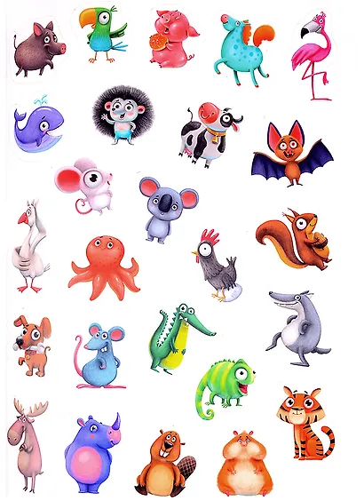 Суперраскраска с наклейками. Забавные зверята - фото 5