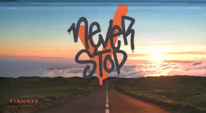 Планинг недат. 64л "Never stop" карманный, 7БЦ, мат.лам, выб.лак, офсет - фото 1