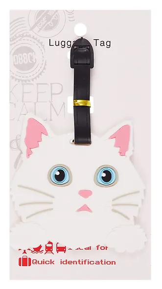 Багажная бирка на чемодан Котик белый (ПВХ) (9х9) (12-7348-Z4) - фото 1