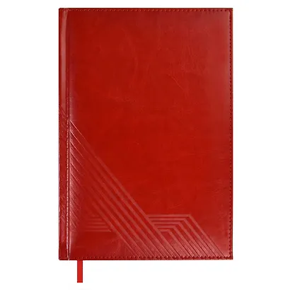 Ежедневник недат. А5 160л "Сариф эконом" красный, иск.кожа, тв.переплёт, поролон, блинтовое тиснение, офсет, ляссе - фото 1