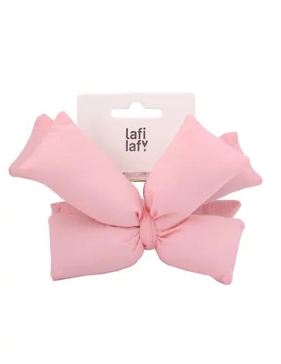 Заколка-крабик дутая Бантик (розовая) (текстиль) (13см) (12-2025093-15) (Lafilaf) - фото 1