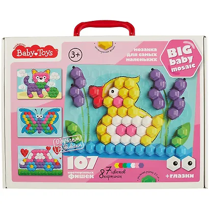 Мозаика для самых маленьких BABY TOYS Утенок d2,5/7 цв. /107 эл - фото 2