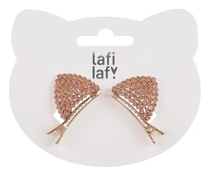Набор заколок Ушки со стразами (2 штуки) (золотые) (металл), Lafilaf - фото 2