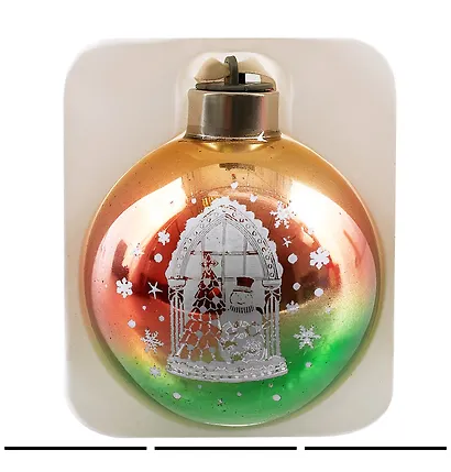 Елочный шар в подарочной коробке LED Снеговик (стекло) (8x8) (89857) - фото 3