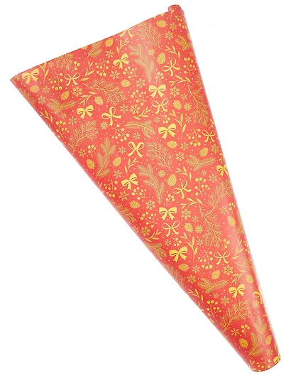 Бумага упаковочная 70*100см "Банты,шишки,веткинакрасном" НГ,инд.уп. - фото 1