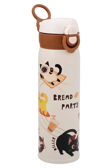 Термобутылка «Котик. Bread Party» (пластик/металл) (480мл) - фото 2