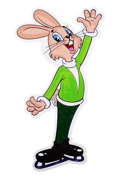 Плакат вырубной А4 "Заяц фигурист из мультфильма Ну, погоди!" - фото 1