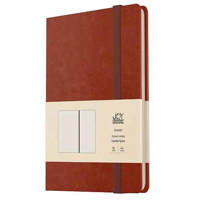 Книга для записей А4- 96л кл. "Joy Book. Имбирный пряник" иск.кожа, тонир.блок, скругл.углы, ляссе, резинка - фото 1