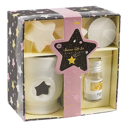 Подарочный Ароманабор Ваниль (аромалампа 1шт, свеча чайная 1шт, аромамасло 1шт, аромасвеча 2шт) (12,5х12х6,8) (12-MingFeng-A002-2) - фото 1