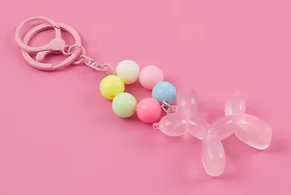Брелок Собачка-шарик с бусинами перламутровая (ПВХ) (7см) (12-102481B-202412-K31) - фото 2