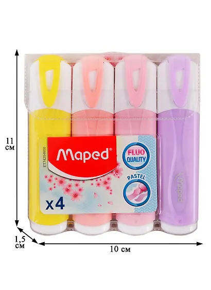 Текстовыделители Maped, Fluo Peps Pastel, 4 цвета - фото 3