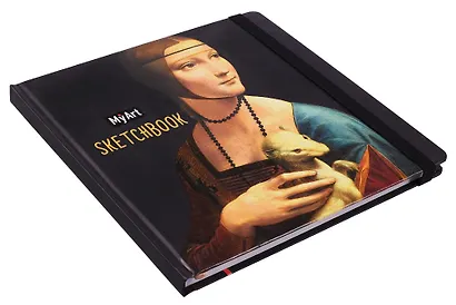 Скетчбук 200*200 80л "Леонардо да Винчи. Дама с горностаем" мат.ламин, выб.лак, ляссе, резинка 7БЦ - фото 2