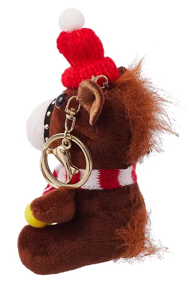 Брелок Символ года Лошадка в шапке и шарфе (текстиль) (14 см) - фото 4