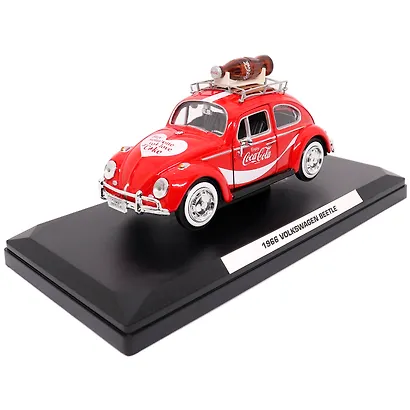 Машинка литая коллекционная Motor City Classics - Die-сast модель по лицензии Coca-Cola 1966 Volkswagen Beetle (Top Rack), масштаб 1:24 - фото 10