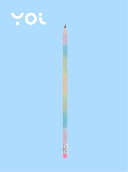Карандаш чернографитный с ластиком «Rainbow», Yoi, HB, в ассортименте - фото 3