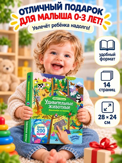 Удивительные животные. Виммельбух со звуками - фото 9