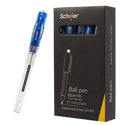 Ручки шариковые синие 12 штук "Comfort" 0,7 мм, Schiller - фото 2