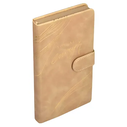 Ежедневник недат. А6+ 120л 110х190 "Бейбискин" бежевый, иск.кожа, тв.переплёт, тиснение фольгой, магнит.клапан, офсет, ляссе - фото 2