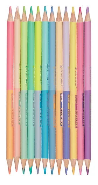 Карандаши цветные Aсmeliae, Pastel Artmate, двухсторонние 24 цвета 12 штук - фото 2