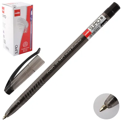 Ручка шариковая Cello, Slimo, черная 1 мм - фото 1